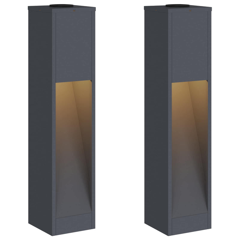 ギャラリービューアに画像をロードする, Vidaxl zonne led padverlichting 2 pcs antraciet koudgewalst staal

