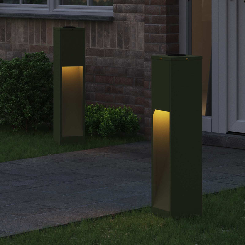 ギャラリービューアに画像をロードする, Vidaxl zonne led padverlichting 2 pcs olijf groen koudgewalst staal
