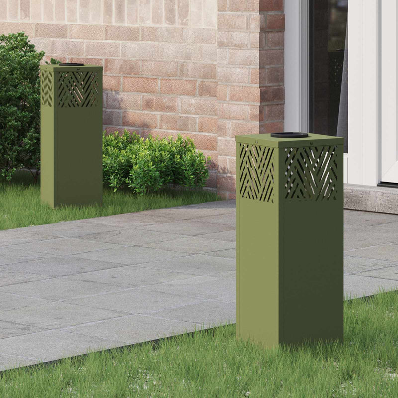 Chargez l'image dans la visionneuse de la galerie, Vidaxl solar led pad licht 2 pcs olijf groen koudgewalst staal
