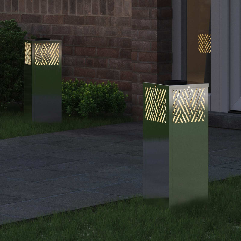 Chargez l'image dans la visionneuse de la galerie, Vidaxl solar led pad licht 2 pcs zilver roestvrij staal
