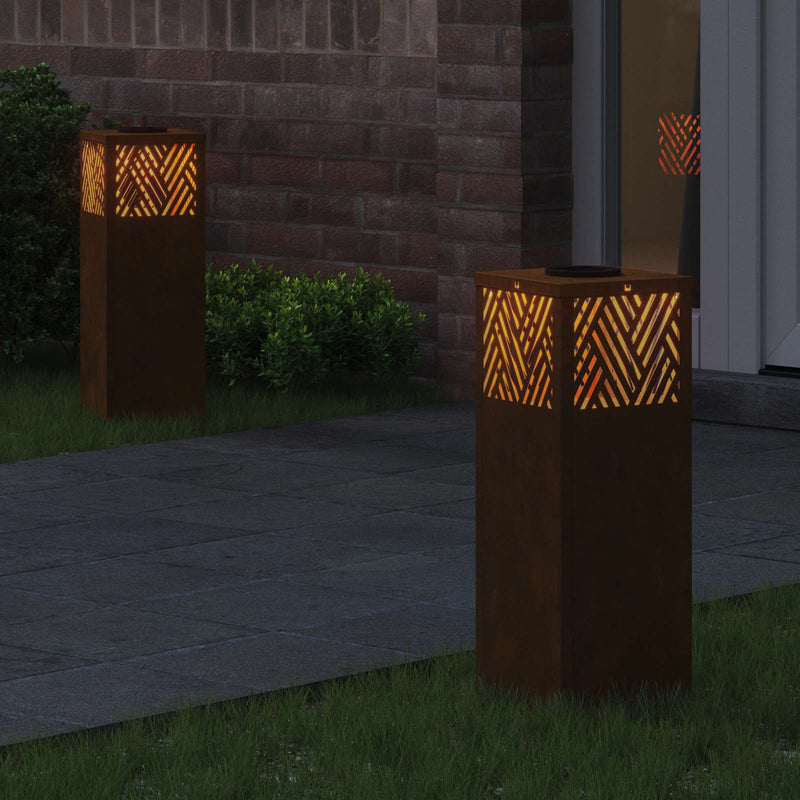 Chargez l'image dans la visionneuse de la galerie, Vidaxl solar led pad licht 2 pcs brons cortenstaal

