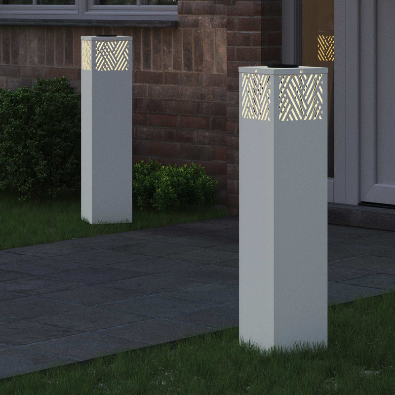 Chargez l'image dans la visionneuse de la galerie, Vidaxl solar led pad licht 2 pcs wit koudgewalst staal
