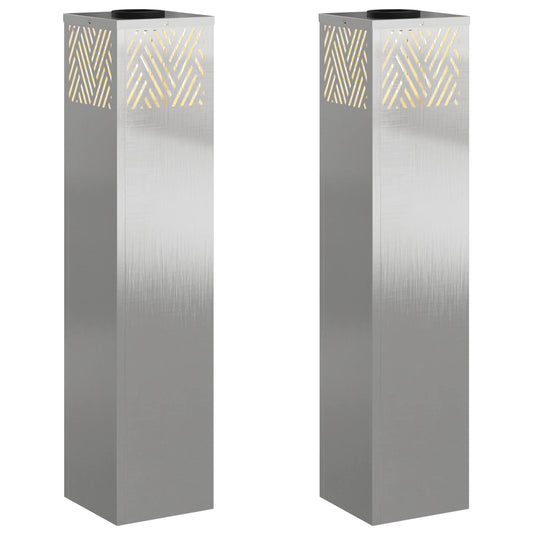 Vidaxl solar led pad licht 2 pcs zilver roestvrij staal