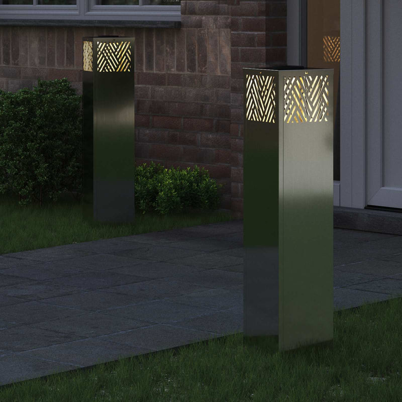 Chargez l'image dans la visionneuse de la galerie, Vidaxl solar led pad licht 2 pcs zilver gegalvaniseerd
