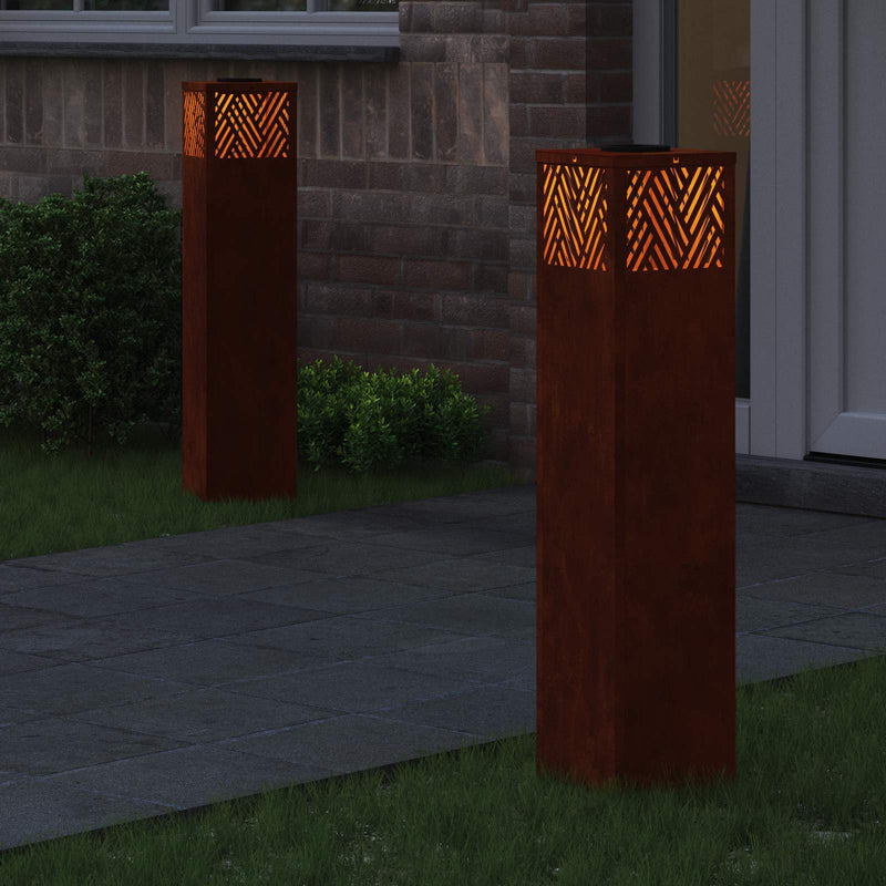 Afbeelding laden in galerijviewer, Vidaxl solar led pad licht 2 pcs brons cortenstaal
