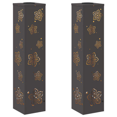 Vidaxl solar led pad licht 2 pcs zwart koudgewalst staal