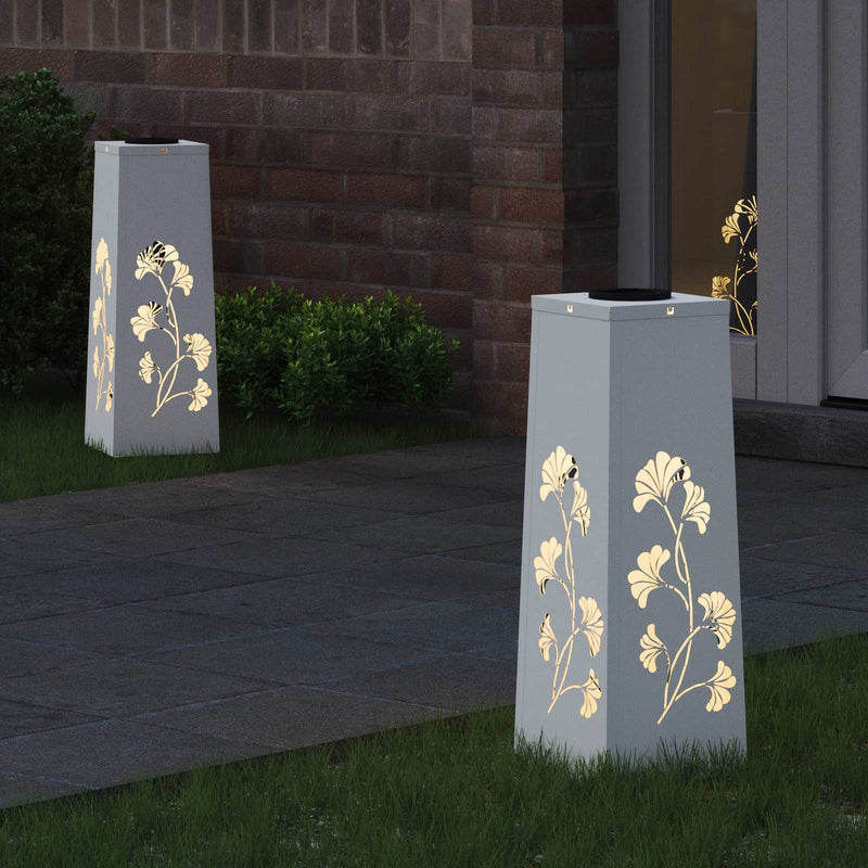 Chargez l'image dans la visionneuse de la galerie, Vidaxl solar led pad licht 2 pcs wit koudgewalst staal
