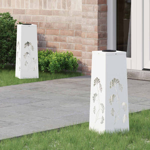 Vidaxl solar led pad licht 2 pcs wit koudgewalst staal