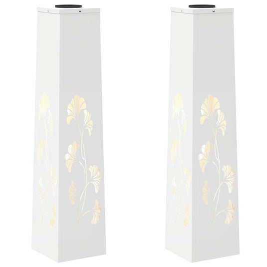Vidaxl solar led pad licht 2 pcs wit koudgewalst staal