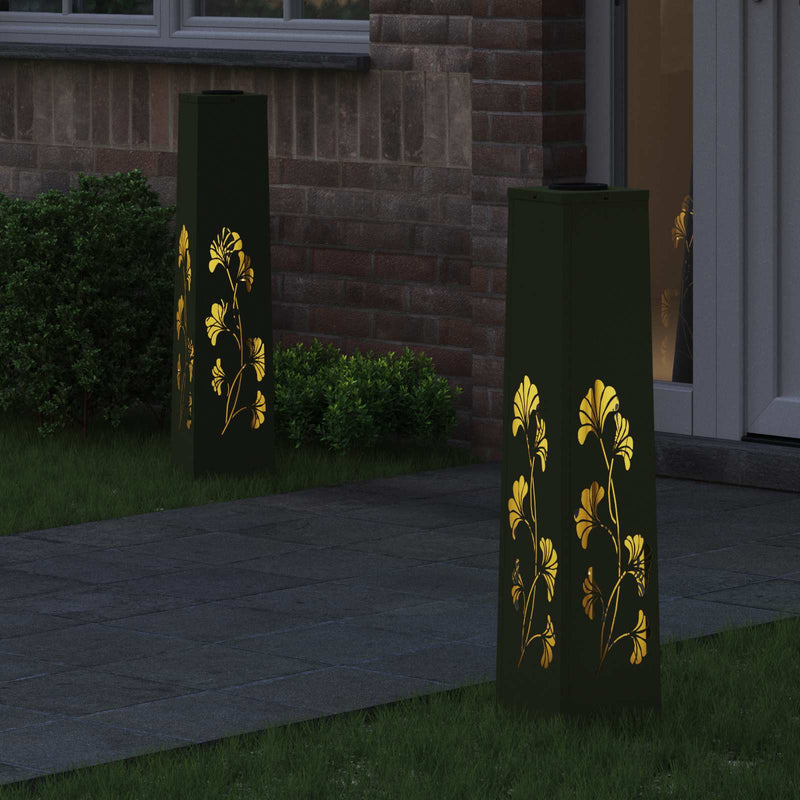Chargez l'image dans la visionneuse de la galerie, Vidaxl solar led pad licht 2 pcs olijf groen koudgewalst staal
