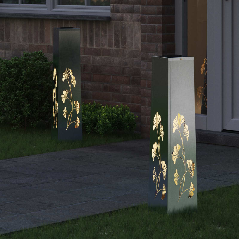 Chargez l'image dans la visionneuse de la galerie, Vidaxl solar led pad licht 2 pcs zilver roestvrij staal
