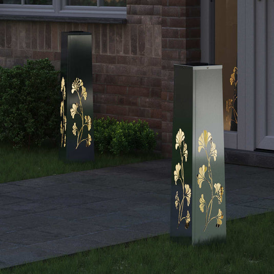 Vidaxl solar led pad licht 2 pcs zilver gegalvaniseerd staal