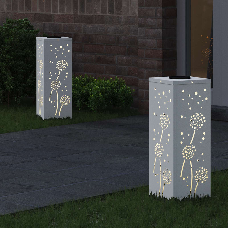 Chargez l'image dans la visionneuse de la galerie, Vidaxl solar led pad licht 2 pcs wit koudgewalst staal
