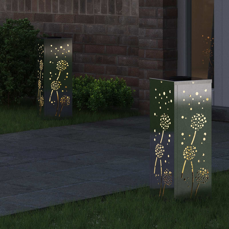 Chargez l'image dans la visionneuse de la galerie, Vidaxl solar led pad licht 2 pcs zilver roestvrij staal
