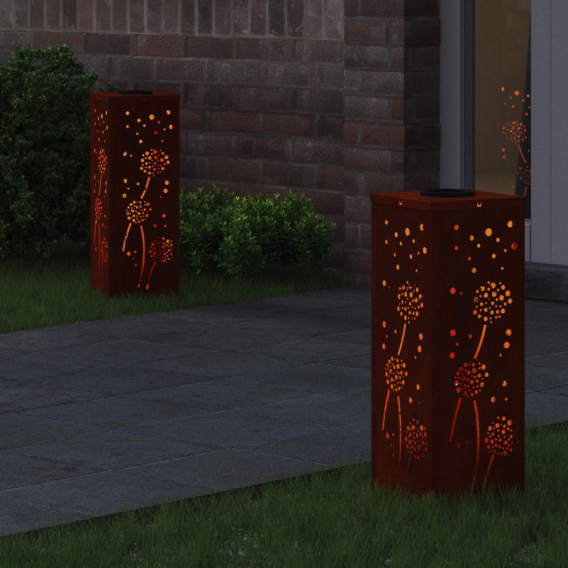 ギャラリービューアに画像をロードする, Vidaxl solar led pad licht 2 pcs roestig cortenstaal
