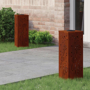 Vidaxl solar led pad licht 2 pcs roestig cortenstaal