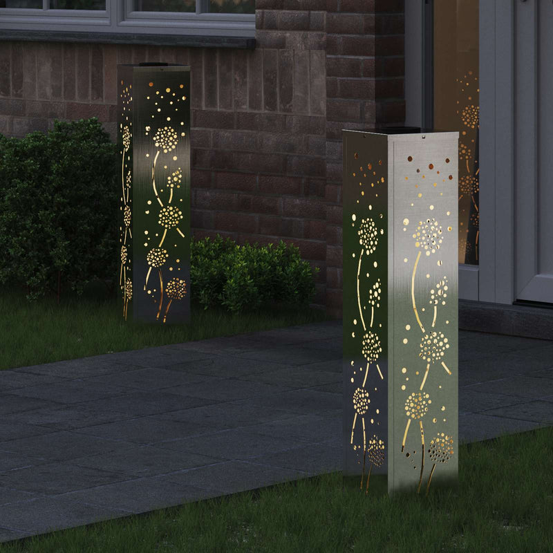 Chargez l'image dans la visionneuse de la galerie, Vidaxl solar led pad licht 2 pcs zilver roestvrij staal
