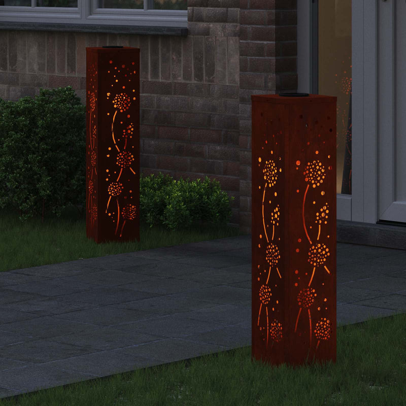 Chargez l'image dans la visionneuse de la galerie, Vidaxl solar led pad licht 2 pcs roestig cortenstaal
