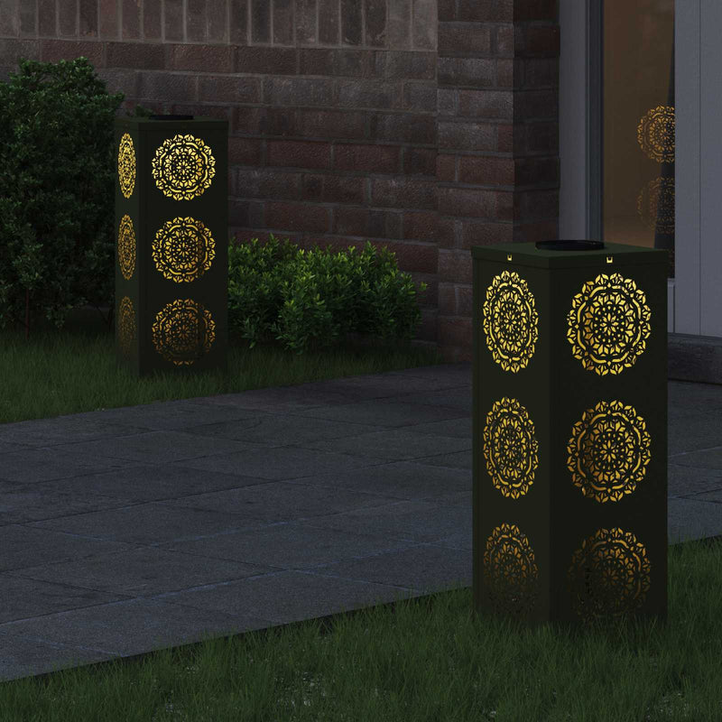 Chargez l'image dans la visionneuse de la galerie, Vidaxl solar led pad licht 2 pcs olijf groen koudgewalst staal
