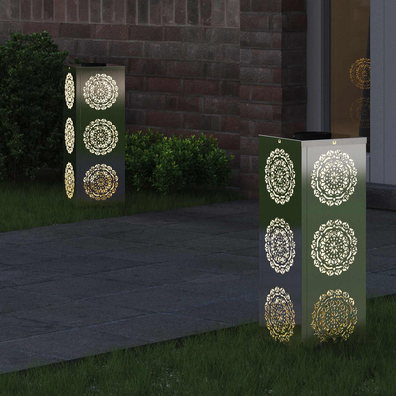 Chargez l'image dans la visionneuse de la galerie, Vidaxl solar led pad licht 2 pcs zilver roestvrij staal
