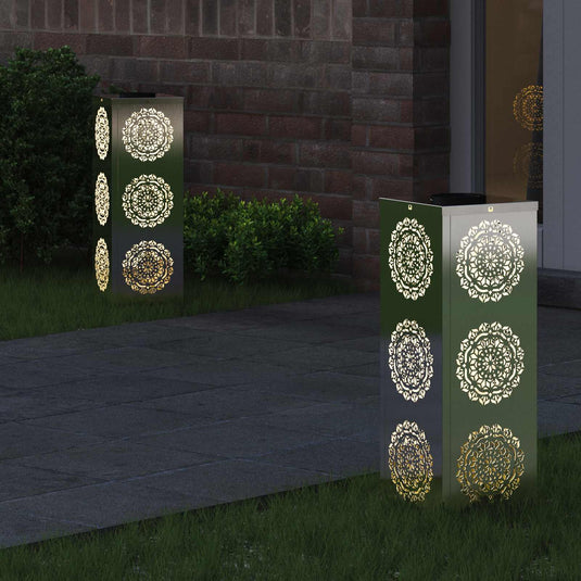 Vidaxl solar led pad licht 2 pcs zilver roestvrij staal