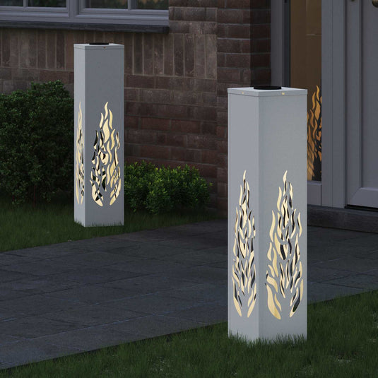 Vidaxl solar led pad licht 2 pcs wit koudgewalst staal