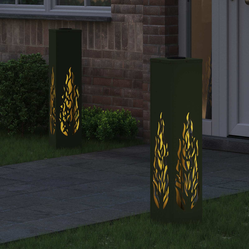 ギャラリービューアに画像をロードする, Vidaxl solar led pad licht 2 pcs olijf groen koudgewalst staal
