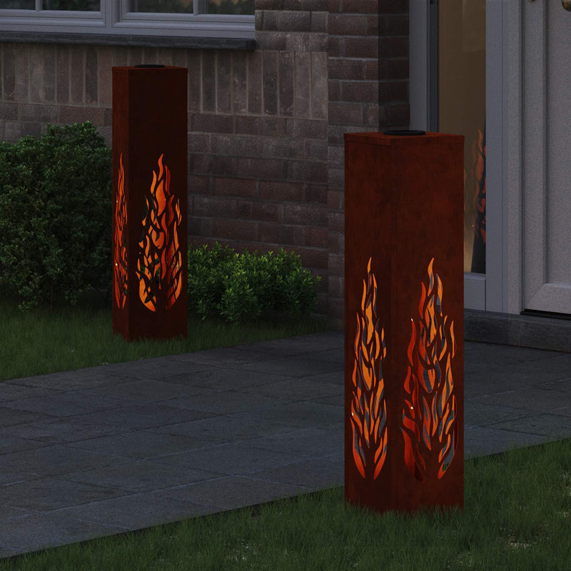 ギャラリービューアに画像をロードする, Vidaxl solar led pad licht 2 pcs roestig cortenstaal
