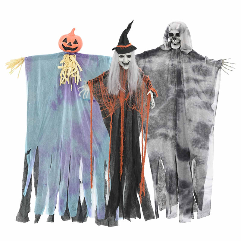 ギャラリービューアに画像をロードする, Vidaxl halloween hangende spook 3 pcs multikleur 61 x 97 cm polyester
