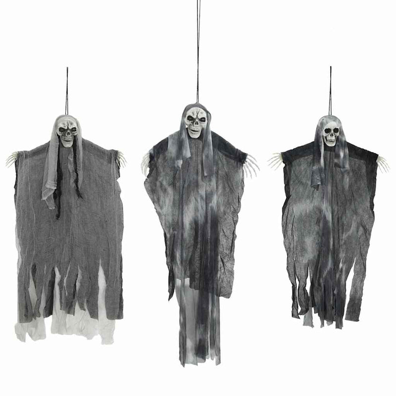 ギャラリービューアに画像をロードする, Vidaxl halloween hangende spook 3 pcs zwart 66 x 110 cm polyester
