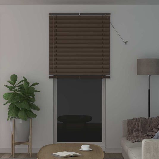 Vidaxl venetiaanse blind donkerbruin met patroon 213 x 70 cm pvc