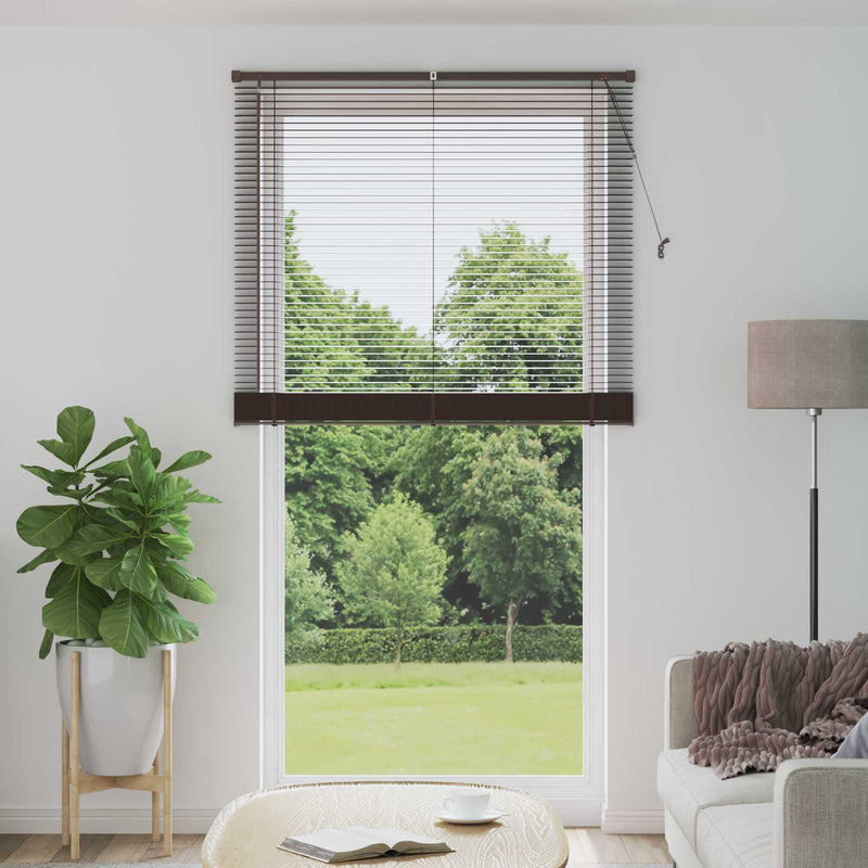 ギャラリービューアに画像をロードする, Vidaxl venetiaanse blind donkerbruin met patroon 213 x 120 cm pvc
