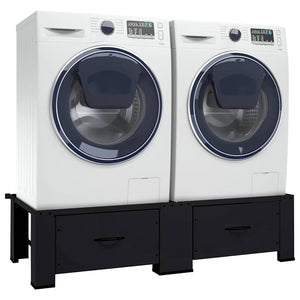 Vidaxl wasmachine pedestal 2 pcs zwart 127 x 54,5 x 32,5 cm staal