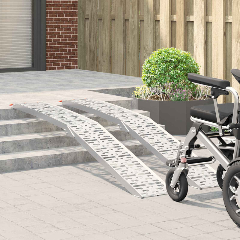 Chargez l'image dans la visionneuse de la galerie, Vidaxl motorcycle ramp 680 kg 2 pcs zilver 222 x 28 x 5 cm aluminium
