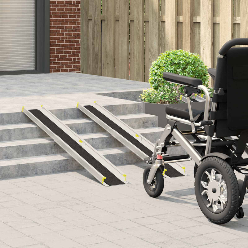 Chargez l'image dans la visionneuse de la galerie, Vidaxl oprit voor rolstoelen 270 kg 2 pcs zwart 152 x 19 x 5,5 cm
