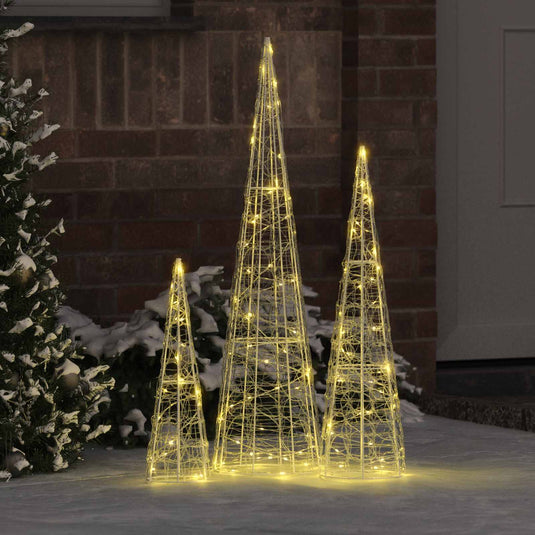 Vidaxl kerstboom met 90 led 3 pcs warmwit 20 x 20 x 80 cm acryl