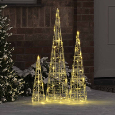 Vidaxl kerstboom met 90 led 3 pcs warmwit 20 x 20 x 80 cm acryl