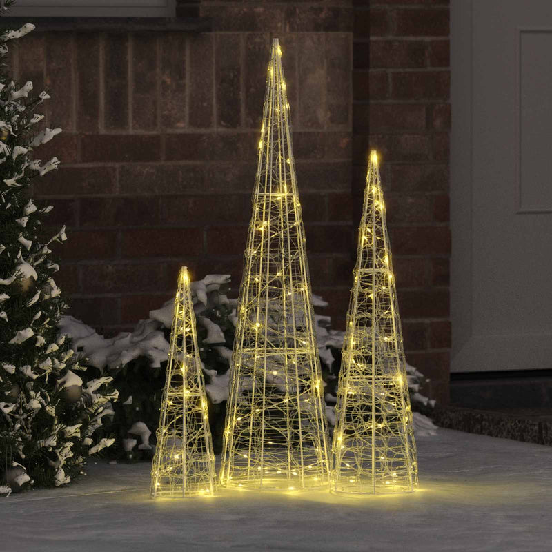 Chargez l'image dans la visionneuse de la galerie, Vidaxl kerstboom met 90 led 3 pcs warmwit 20 x 20 x 80 cm acryl
