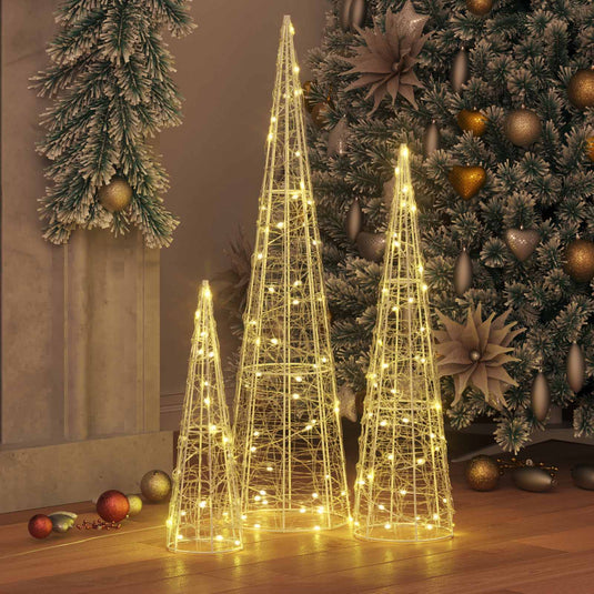 Vidaxl kerstboom met 90 led 3 pcs warmwit 20 x 20 x 80 cm acryl