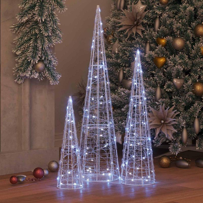 Chargez l'image dans la visionneuse de la galerie, Vidaxl kerstboom met 90 led 3 pcs koudwit 20 x 20 x 80 cm acryl
