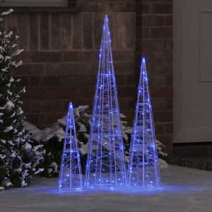 Vidaxl kerstboom met 90 led 3 pcs blauw 20 x 20 x 80 cm acryl
