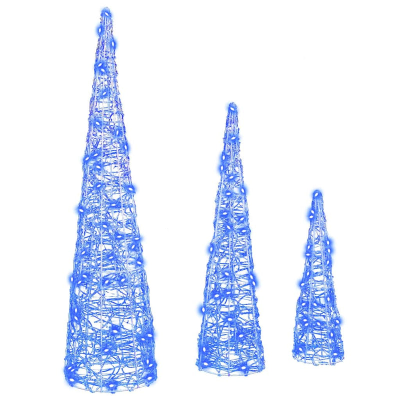 ギャラリービューアに画像をロードする, Vidaxl kerstboom met 90 led 3 pcs blauw 20 x 20 x 80 cm acryl

