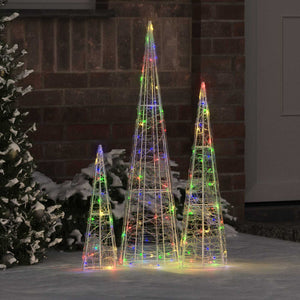 Vidaxl kerstboom met 90 led 3 pcs multikleur 20 x 20 x 80 cm acryl