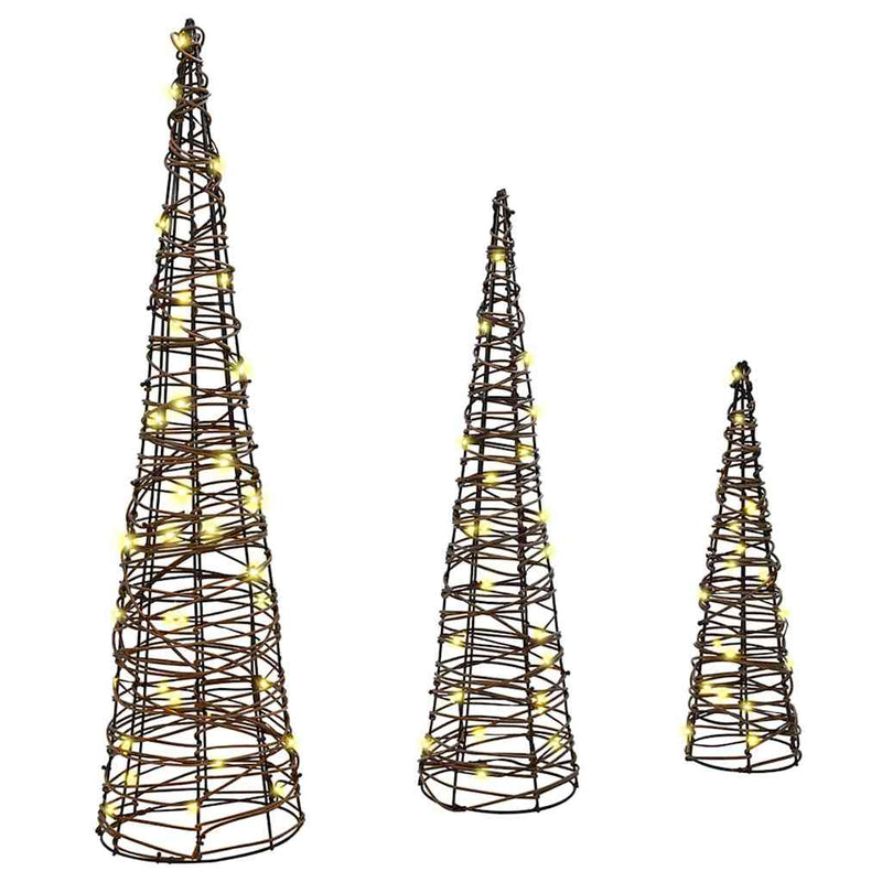 Chargez l'image dans la visionneuse de la galerie, Vidaxl kerstboom met 90 led 3 pcs warmwit 20 x 20 x 80 cm rattan
