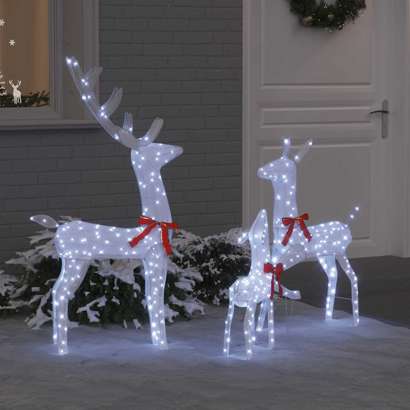 Chargez l'image dans la visionneuse de la galerie, Vidaxl rendierfamilie met 300 led 3 pcs koudwit 68 x 26 x 127 cm stof
