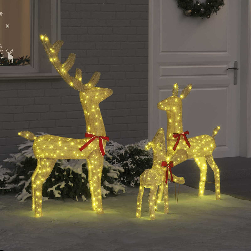 Chargez l'image dans la visionneuse de la galerie, Vidaxl rendierfamilie met 300 led 3 pcs warmwit 68 x 26 x 127 cm stof
