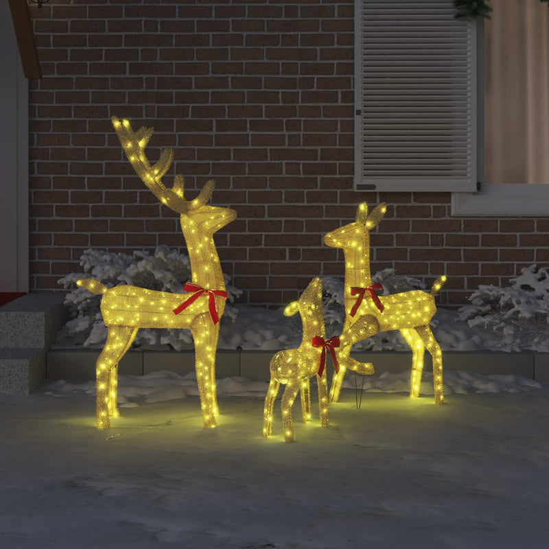 Chargez l'image dans la visionneuse de la galerie, Vidaxl rendierfamilie met 300 led 3 pcs warmwit 68 x 26 x 127 cm stof
