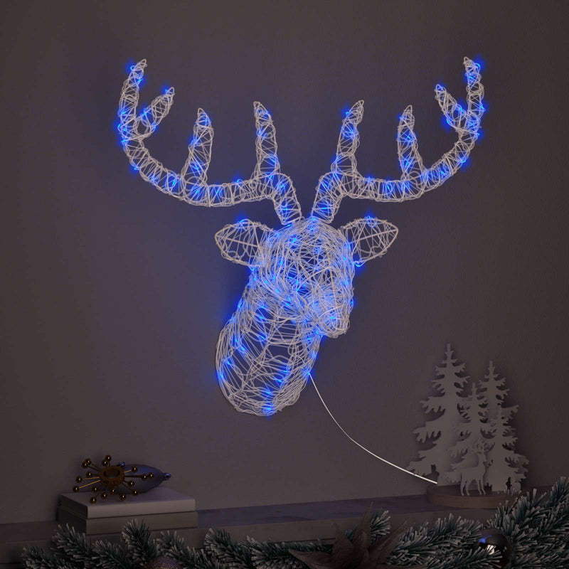 ギャラリービューアに画像をロードする, Vidaxl hertenkop met 140 led blauw 68 x 36,5 x 62,5 cm acryl
