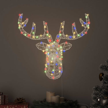 Vidaxl hertenkop met 140 led kleurrijk 68 x 36,5 x 62,5 cm acryl