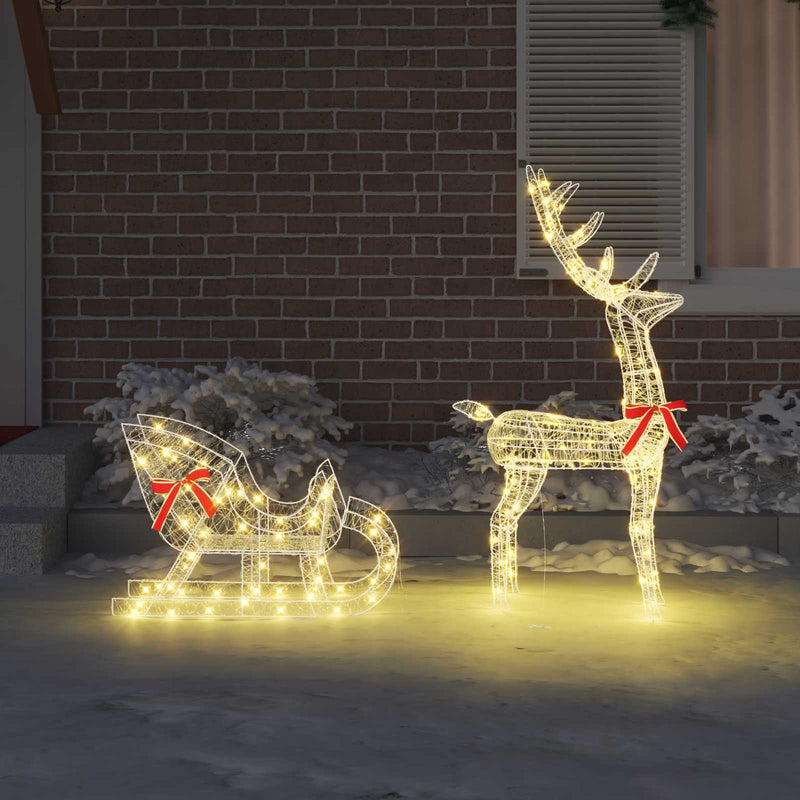 Chargez l'image dans la visionneuse de la galerie, Vidaxl rendier trek slede met 200 led warmwit 70 x 26 x 130 cm acryl
